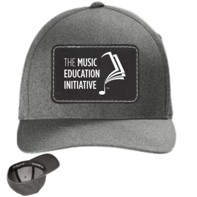 MEI Printed  - Leather Patch  Flexfit ® Melange Unipanel ™ Cap Gray with Black Patch Thumbnail