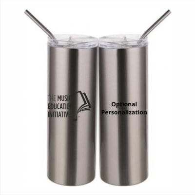 MEI Personalized  - 20 oz Stainless Silver Skinny Tumbler with Stainless Straw and Lid Thumbnail