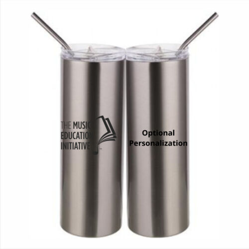 MEI Personalized  - 20 oz Stainless Silver Skinny Tumbler with Stainless Straw and Lid Thumbnail