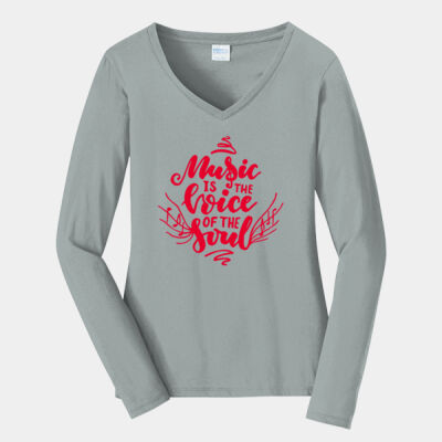 Music is the Voice of the Soul - Ladies Long Sleeve Fan Favorite V Neck Tee Thumbnail