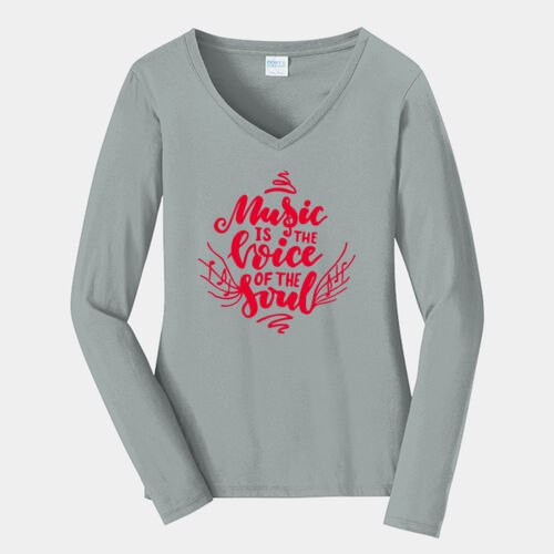 Music is the Voice of the Soul - Ladies Long Sleeve Fan Favorite V Neck Tee Thumbnail