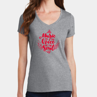 Music is the Voice of the Soul - Ladies Fan Favorite V Neck Tee Thumbnail